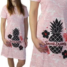 RINDA Růžová noční košile ananasový rukáv L