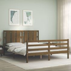 Petromila Rám postele s čelem medově hnědý 160 x 200 cm masivní dřevo