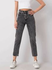 RUE PARIS Tmavě šedé džíny s vysokým pasem, velikost 42