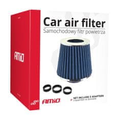 AMIO Kuželový vzduchový filtr Modrý + 3 adaptéry