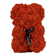Medvídárek Romantic medvídek z růží 25cm dárkově balený - světle červený zasypaný červenými lístky