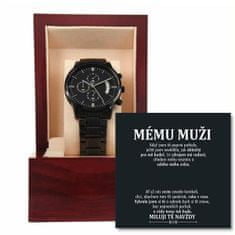 Lovilion Černé pánské hodinky s chronografem LUCIAN_CHRONOMASTER a gratis DÁRKOVÝ BOX