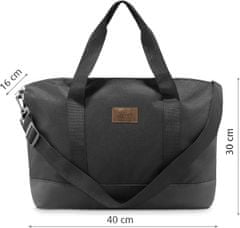 ZAGATTO Cestovní taška do letadla černá, příruční zavazadlo s nastavitelným ramenním popruhem, zapínání na pevný zip, funkční a pohodlná cestovní taška pro ženy a muže, 30x40x16 / ZG823