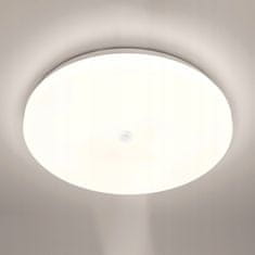 LUMILED Stropní svítidlo LED plafon NOTUS 24W 4000K kulaté bílé 38cm s pohybovým senzorem