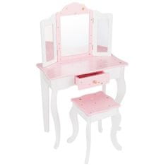 4iQ Group Dětský toaletní stolek SOL s židlí a 3 zrcadly růžový