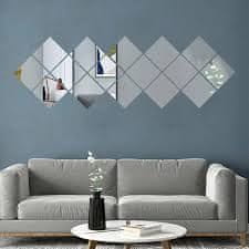 HOME & MARKER® Zrcadlové Samolepky na zeď, 3D Nástěnné zrcadlo, Nalepovací Zrcadlo (konečná velikost 50x100 cm) | WALLGEM 32ks + 32ks ZDARMA