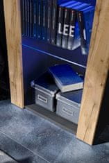 komodee Komodee, skříňka Tivoli, Wotan/Černý, šířka 55 cm x výška 159 cm x hloubka 35 cm, volitelné LED diody, 3 police, do obývacího pokoje, ložnice, předsíně, herní