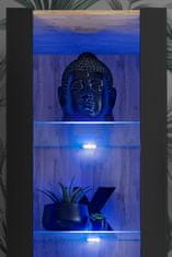 komodee Komodee, skříňka Tivoli, Černý/Wotan, šířka 55 cm x výška 159 cm x hloubka 35 cm, volitelné LED diody, 3 police, do obývacího pokoje, ložnice, předsíně, s osvětlením