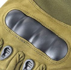 Camerazar Pánské taktické poloprsté rukavice pro přežití, zelené, nylon/uhlíková vlákna/guma, velikost L