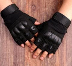 Camerazar Pánské taktické poloprsté rukavice pro přežití, černé, nylon/uhlíková vlákna/guma, 15x11 cm