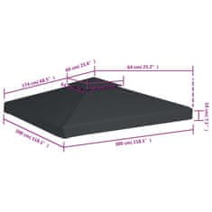 Vidaxl Nepromokavá náhradní střecha na altán 310g/m² tmavě šedá 3x3m