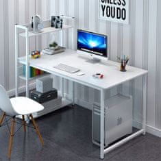 MUVU Pracovní Stůl, Počítačový Stůl, Kancelářský Stůl, Bílý, Stůl Pro Dospívajícího, Psací Stůl S Knihovnou