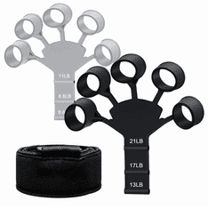 Camerazar Nastavitelný trenažér pro prsty a zápěstí, 2ks, silikon, odolnost 3-9 kg