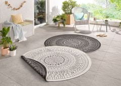 NORTHRUGS Kusový koberec Twin-Wendeteppiche 103101 creme schwarz kruh – na ven i na doma 140x140 (průměr) kruh