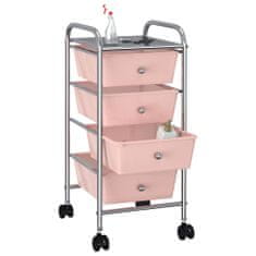 Greatstore Mobilní úložný vozík se 4 zásuvkami růžový plastový