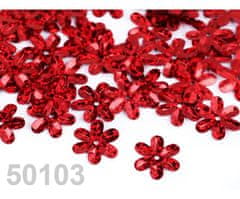 Kraftika 25g 50103 červená hologram flitry 15mm květy hologram