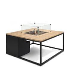 COSI Stůl s plynovým ohništěm COSI- typ Cosiloft 100 černý rám / deska teak