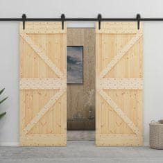 shumee Posuvné dveře se setem kování 100 x 210 cm masivní borové dřevo