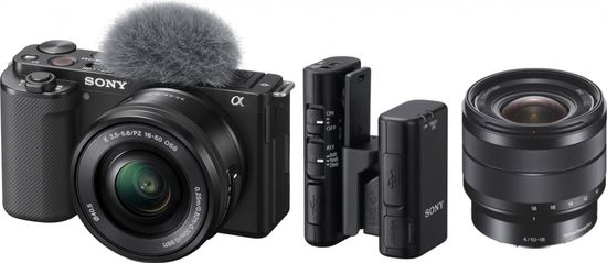 Sony ZV-E10 + 16-50mm + 10-18mm + mikrofon ECM-W2BT
