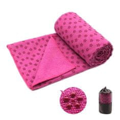 Protiskluzový ručník na jógu, s taškou jako dárek - pink