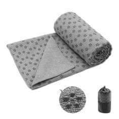 Protiskluzový ručník na jógu, s taškou jako dárek - šedá