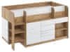 Patrová postel s psacím stolem SMILE L 90 x 200 cm, levá strana, zlatá řemesla / bílá řemesla