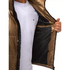 Dstreet Pánská lesklá prošívaná vesta s kapucí POLO zlatá tx3922 L