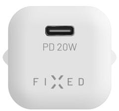 FIXED Set síťové nabíječky Mini s USB-C výstupem a USB-C/Lightning kabelu, podpora PD, 1 m, MFI, 20W FIXC20M-CL-WH, bílý