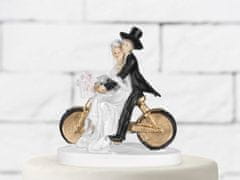 Paris Dekorace Svatební figurky ženich a nevěsta na zlatém kole