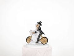 Paris Dekorace Svatební figurky ženich a nevěsta na zlatém kole