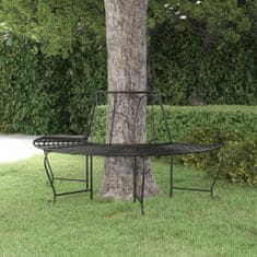 shumee Půlkruhová lavice kolem stromu Ø 159 cm černá ocel