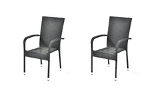 IWHOME Ratanová židle MADRID antracit IWH-1010002 sada 2ks