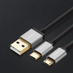 Ugreen US196 splitter kabel USB - USB-C / Micro USB 1m, černý