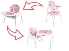 Aga Dětská jídelní židlička 3v1 růžová