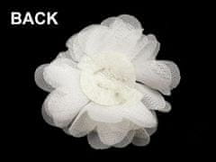 Kraftika 10ks 10 lososová sv. textilní květ 50mm s kamínky