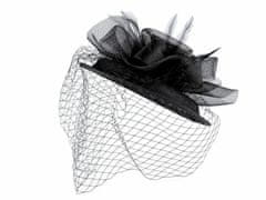 Kraftika 1ks černá fascinátor / klobouček květ s peřím a