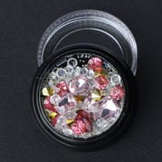 Kraftika Broušené krystaly pro nail art, mix, bílé, růžové