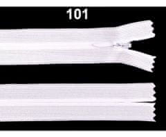 Kraftika 1ks white spirálový zip skrytý šíře 3mm délka 35cm dederon,