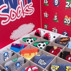 WiTSocks Veselé ponožky Adventní kalendář 24 párů ponožek - dětský - kluk, 23-26