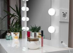 Toaletní stolek se zrcadlem, osvětlením a el.zásuvkou Lesklý bílý