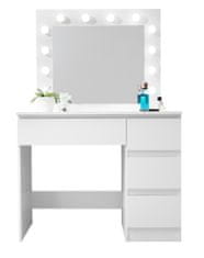 Toaletní stolek se zrcadlem a osvětlením Matný bílý