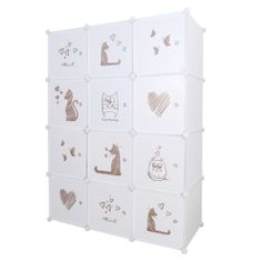 KONDELA Dětská modulární skříň Kitaro - bílý / hnědý vzor