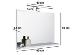 DOMTECH Bílé zrcadlo s nástěnným LED svítidlem do koupelny